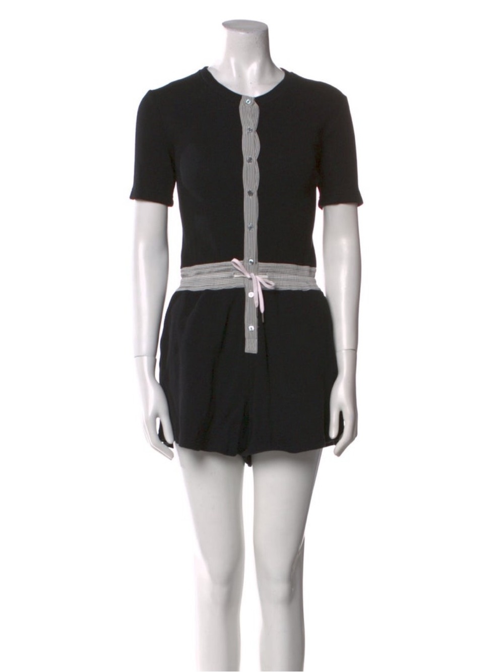 Alexander Wang Black Romper Shorts with white trim and tie